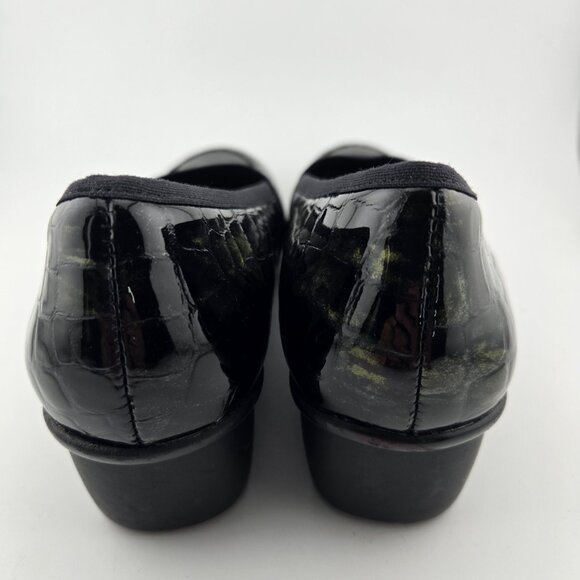 ✨ Ros Hommerson Erica Croc Patent Leather Wedge Loafers | Iridescent Black | Siz - Picture 4 of 14